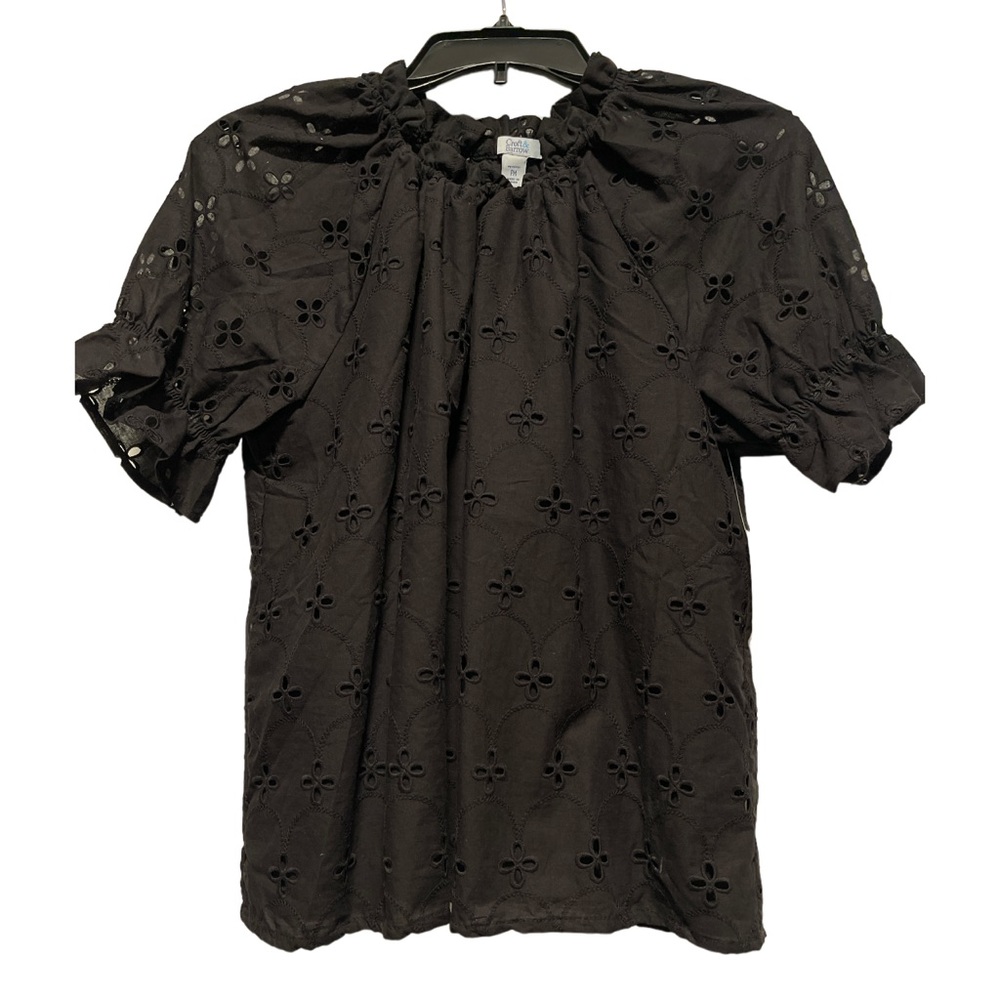 Embroidered Eyelet Cotton Blouse Top